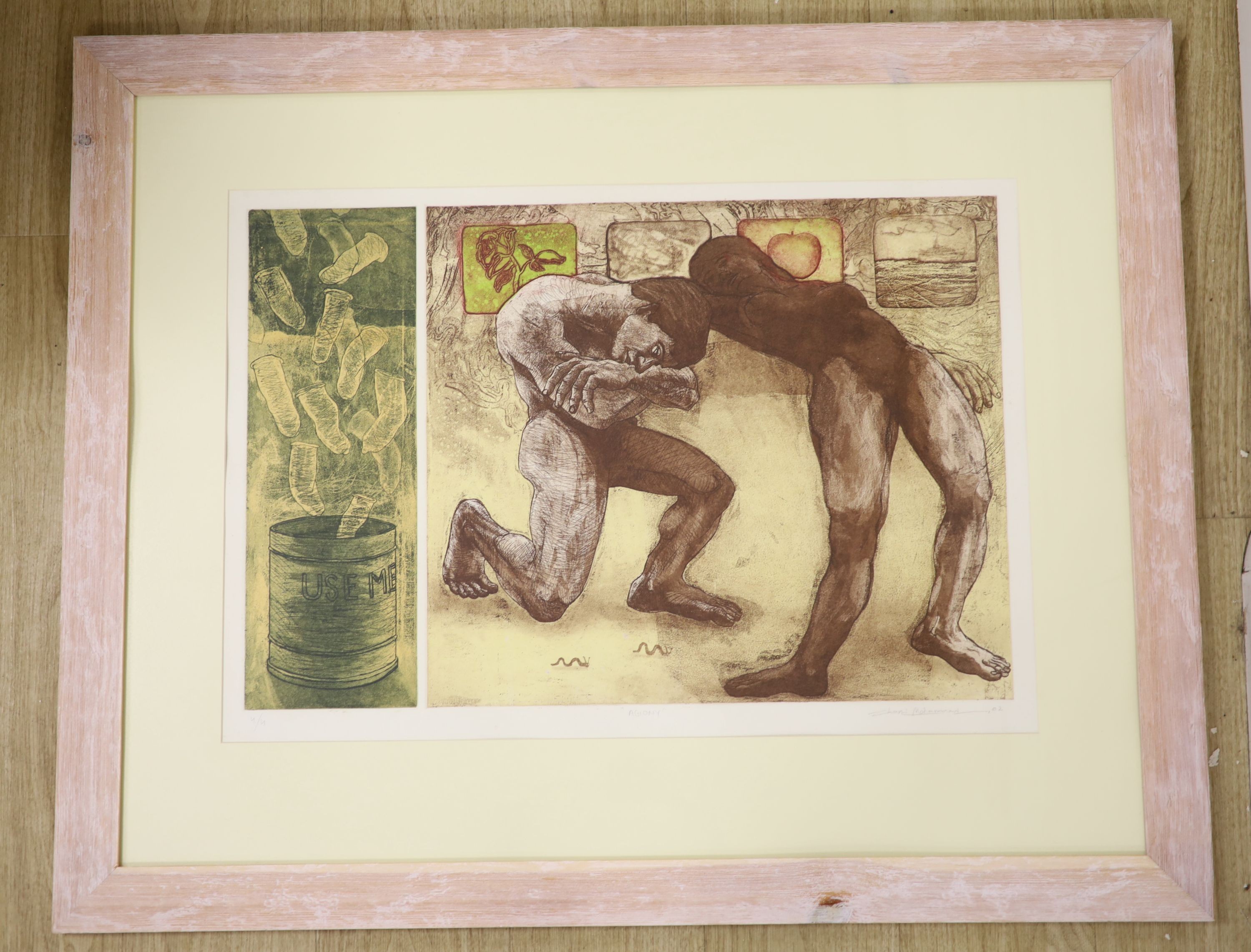 Zhand Mohammed, limited edition print, 'Agony', signed and dated '02, 4/4, 48 x 71cm